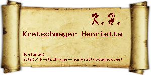 Kretschmayer Henrietta névjegykártya